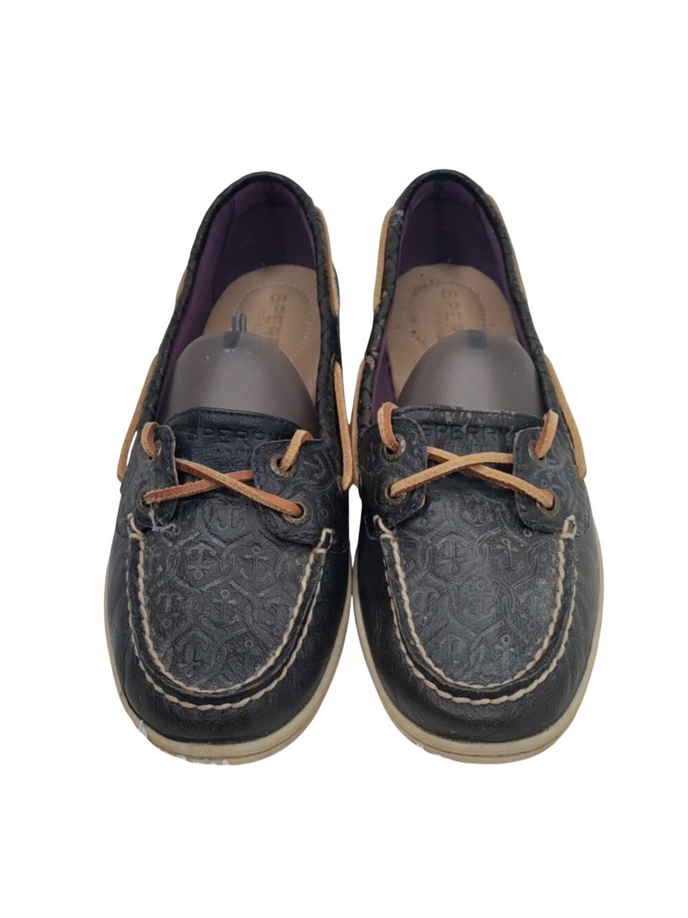 Black Sperry leather boat shoes sz 8